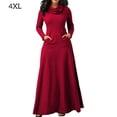 thumbnail image 2 of Qarigey Vestido Largo Mujer Color Sólido Noche Noche Fiesta Disfraz Vestidos Vino rojo 4XL, 2 of 7