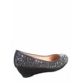 thumbnail image 2 of Fisher-3 Women's Slip On Glitter Rhinstone Closed Toe Low Wedge Heel Pump Shoes, 2 of 2