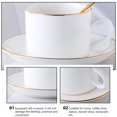 thumbnail image 6 of 1 Set White Porcelain Coffee Cup Saucer and Spoon with Gold Inlay for Home, 6 of 6
