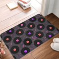 thumbnail image 5 of Xecao Vinyl Records Musical Notes print Flannel Mat: Non-slip, 16x24in. Ideal for kitchen, bedroom, bath & living room., 5 of 9