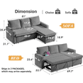 thumbnail image 2 of 81"L-Shape Convertible Sleeper Sectional Sofa with Storage Chaise and Pull-Out Bed,Reversible Corner 3 Person Couch, for Living Room, Apartment,USB Ports, 2 of 9