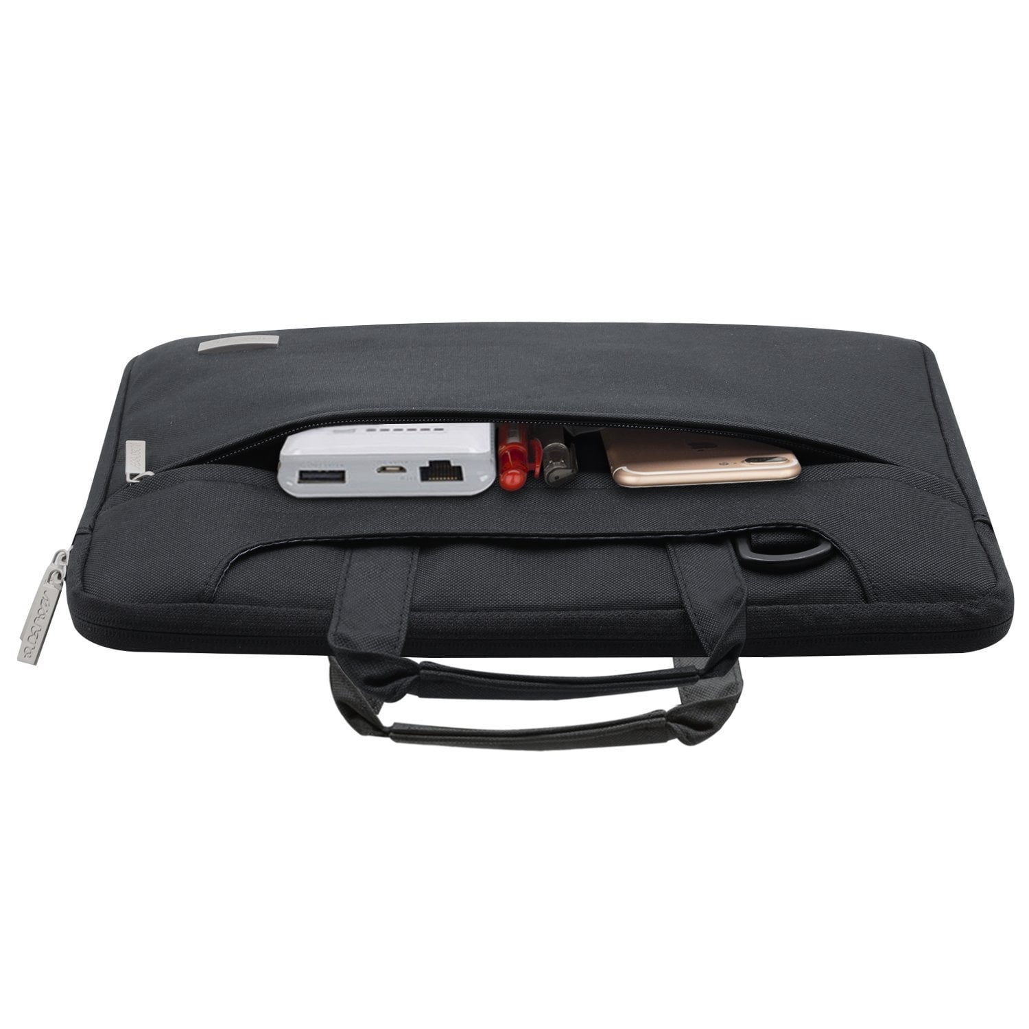 Mosiso Polyester Laptop Shoulder Bag for 15-15.6 Inch 2017/2016 MacBook Pro with Touch Bar A1707, MacBook Pro, Notebook, Compatible with 14 Inch Ultrabook with Back Belt for Trolly Case, Black