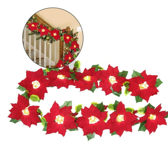 Mobutofu Flower Shape String Lamps in Red for Christmas 200X20X2In 1Pc