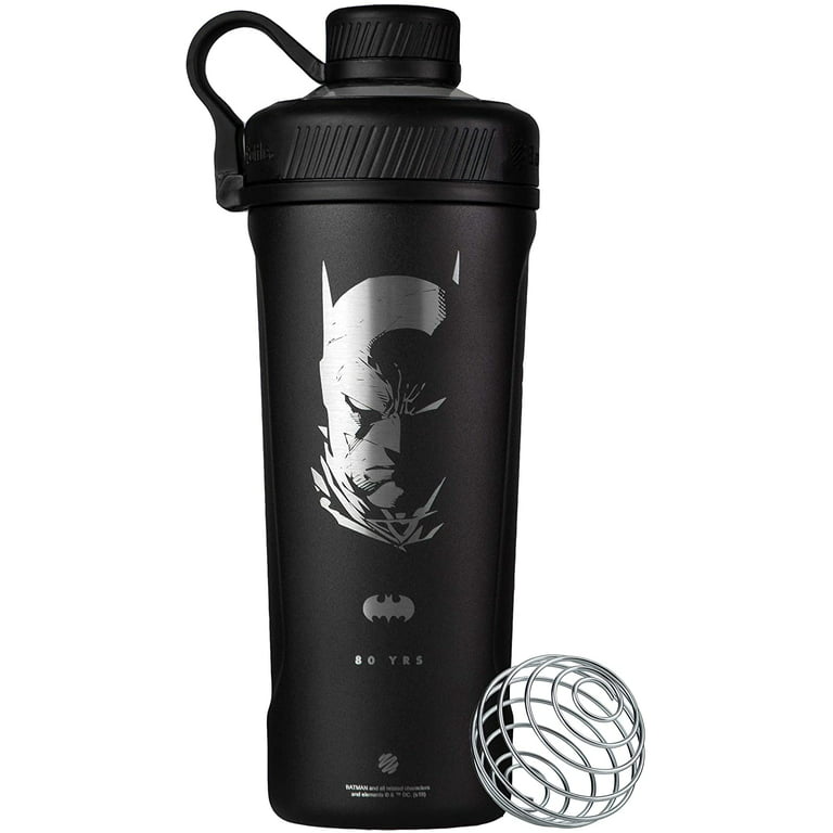 Justice League Radian Shaker Cup Insulated Stainless Steel Water Bottle  with Wire Whisk, 26-Ounce, Batman