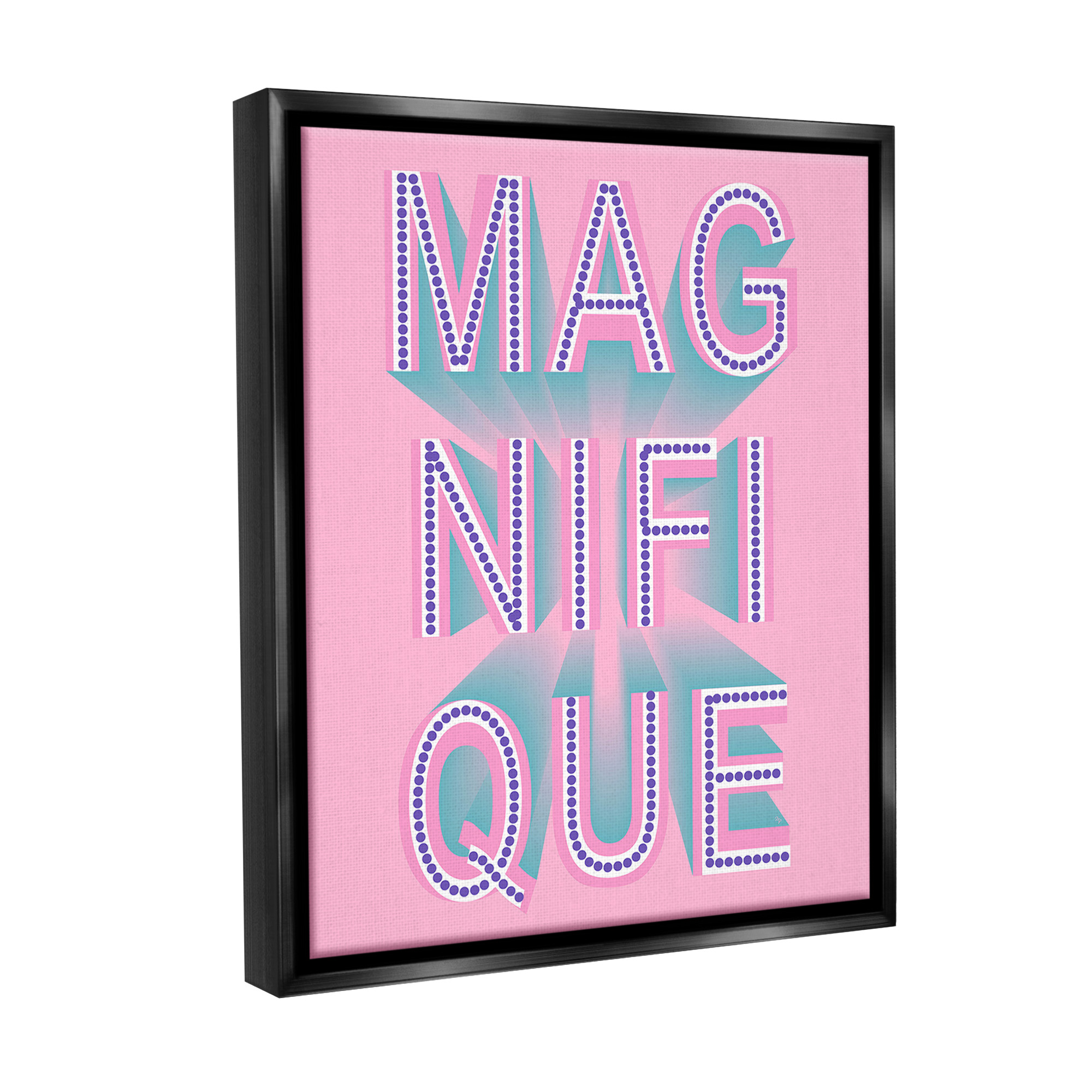 Stupell Industries French Abstract Magnifique Inspirational Painting Black Floater Framed Canvas Art Print Wall Art, 17 x 21