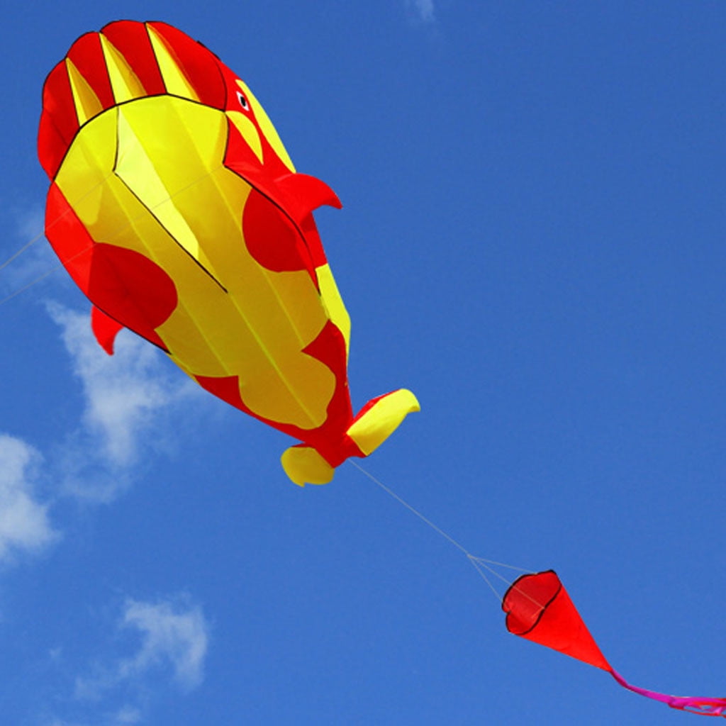 Orange Dolphin Frameless Kites Easy Flyer Kite für Beach Park Garden Play 