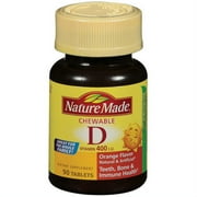 Nature Made Vitamin D 400 I.U. Chewable Tablets Dietary Supplement, 90 ct