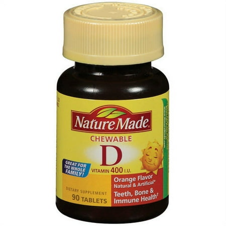 Nature Made Vitamin D 400 I.U. Chewable Tablets Dietary Supplement, 90 ct