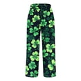 thumbnail image 4 of lcziwo Back to School Sales, Linen Pants for Women Loose Fit Plus Size Straight Leg Pants 2025 Summer Casual Elastic Waist Beach Pants St Patricks Day Shamrock Print Pants Green XXL, 4 of 6