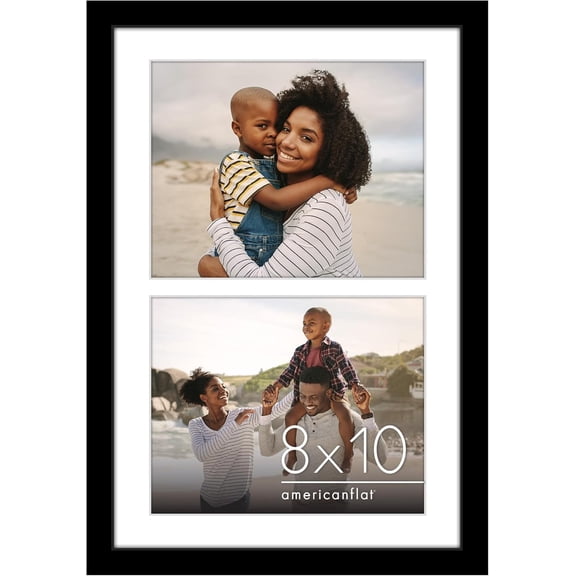 8x10 Double Picture Frame with Shatter-Resistant Glass - Fits Two 8x10 Photos or use as One 12x18 Poster Frame - Signature Collection - Collage Frames for Wall Display - Black