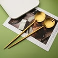 thumbnail image 3 of Salad Serving Utensils Set 2 Pcs 11.4 Inch Long Handle Stainless Steel Spoon Fork Gold Matte Finish (gold ), 3 of 7