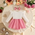 thumbnail image 3 of Mnyotv Baby Girls Clothes Cute Bow Rompers with Headbands Long Sleeve Jumpsuits Fall Winter Outfits for Infants Size 12-18 Months, 3 of 6