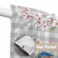thumbnail image 4 of Birds Floral Swag Valances for Windows, Kitchen Curtains 36 Inch Length 2 Panels Set, Farmhouse Country Pink Flower Leaf Grey Plaid Short Curtains for Small Windows Rod Pocket Cafe Curtains 28"x36", 4 of 8