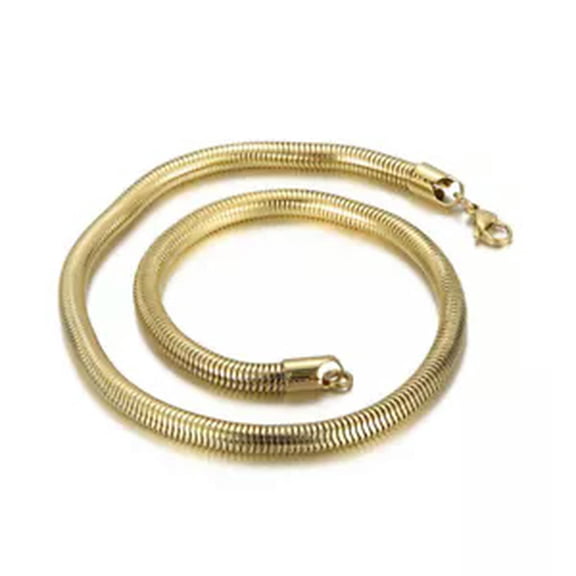 HOOUN Cool Gift 6mm 24'' Men Round Snake Chains Necklace Stainless Steel Chain Hip-Hop-Gold