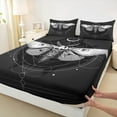 thumbnail image 3 of jejeloiu Gothic Skull Skeleton Twin Sheet Sets,Boho Bohemian Moth Twin Fitted Sheet,Gray Black Flat Sheet For Teens,Breathable Home Decor,3 Pieces, 3 of 7