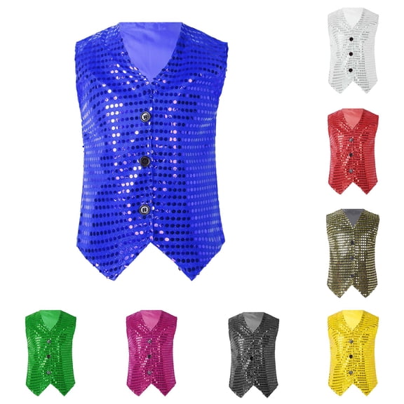 Kids Sequin Glitter Vest Top Sleeveless Party for Boys and Girls