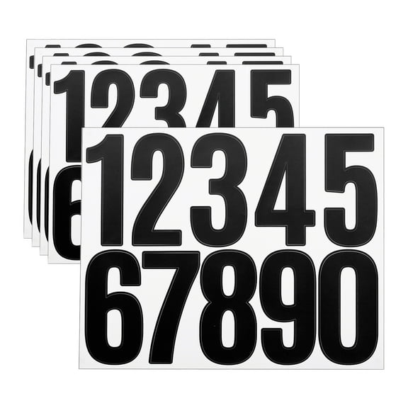 Uxcell 5 Sheets Vinyl House Numbers 3 Inch Self-Adhesive Number Stickers, Black