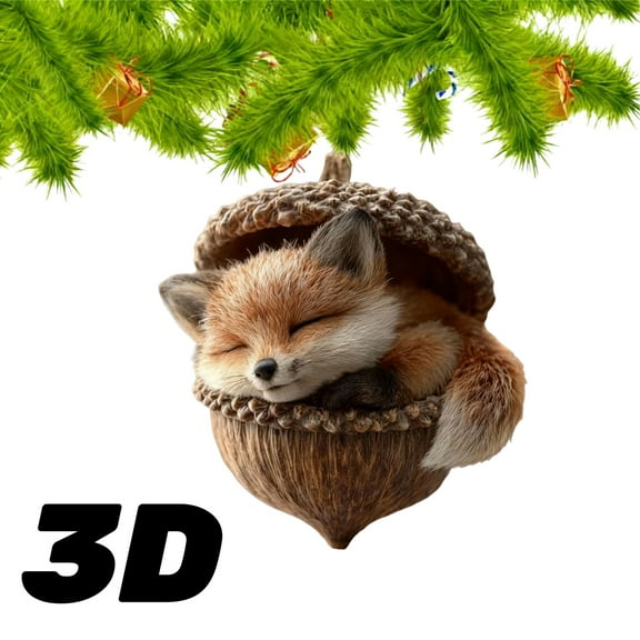 Christmas 3D Decorations Forest Animal Acorn Ornaments, Cozy Woodland Animal Pine Cone Hanging Decorations for Christmas Tree & Holiday Decor