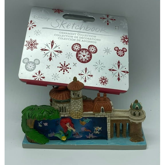 Disney Parks Magic Kingdom Ariel's Grotto Sketchbook Christmas Ornament New Tag