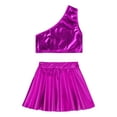 thumbnail image 3 of MSemis Girls Shiny Metallic Crop Top with Pleated Skirt,Size 3-14 Rose 5-6, 3 of 6