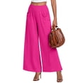 thumbnail image 5 of Yifymode Wide Leg Pants for Women High Wasited Baggy Palazzo Pants Casual Pull On Bell Bottom Smocked Elastic Waist Pants,Hot Pink L, 5 of 5