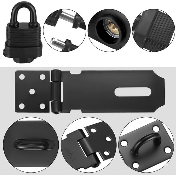 Heavy Duty Padlock Hasp Kit - Shed Door Latch Hasp with Padlock and Screws
