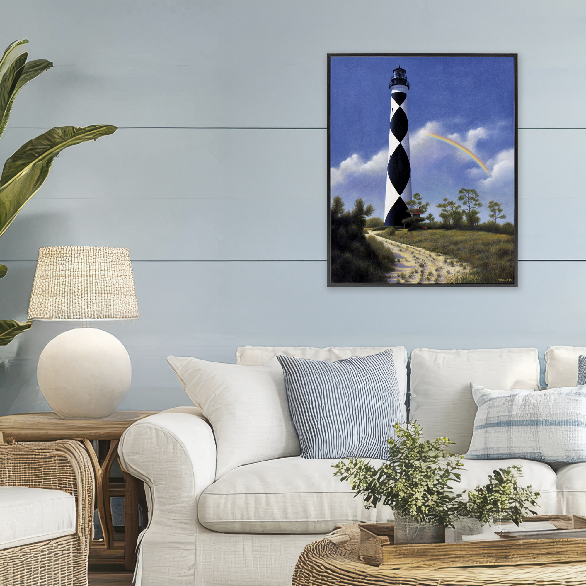 North Carolina Cape Lookout Black Framed Giclee Art, design by Wind River Studios
