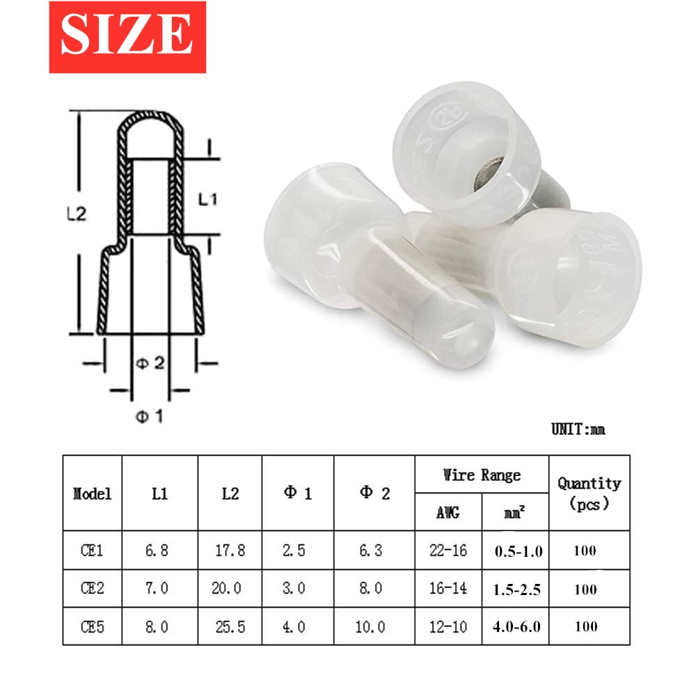 150 Closed End Crimp Cap (50 ea) 22-16 16-14 12-10 AWG Wire Connector Terminal