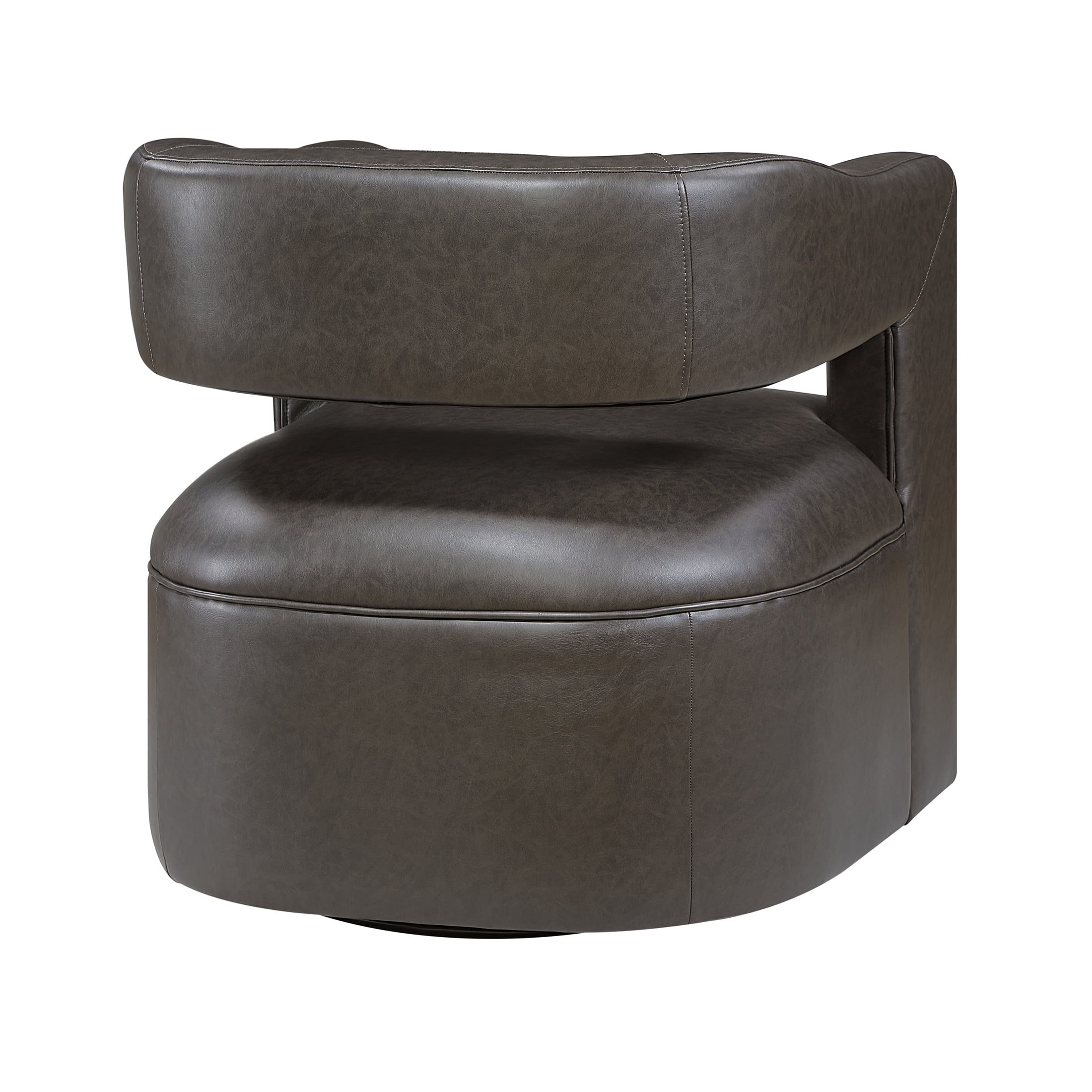 OakvillePark Azura Faux Leather BarrelSwivel Chair, Dark Coffee