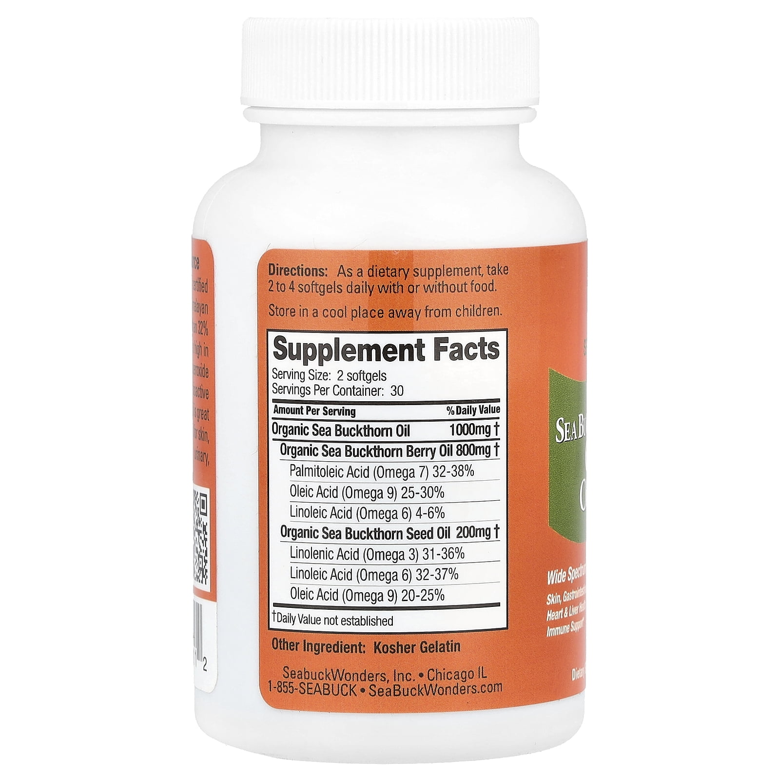 Seabuck Wonders Sea Buckthorn Omega-7 Complete, 500mg, 60ct