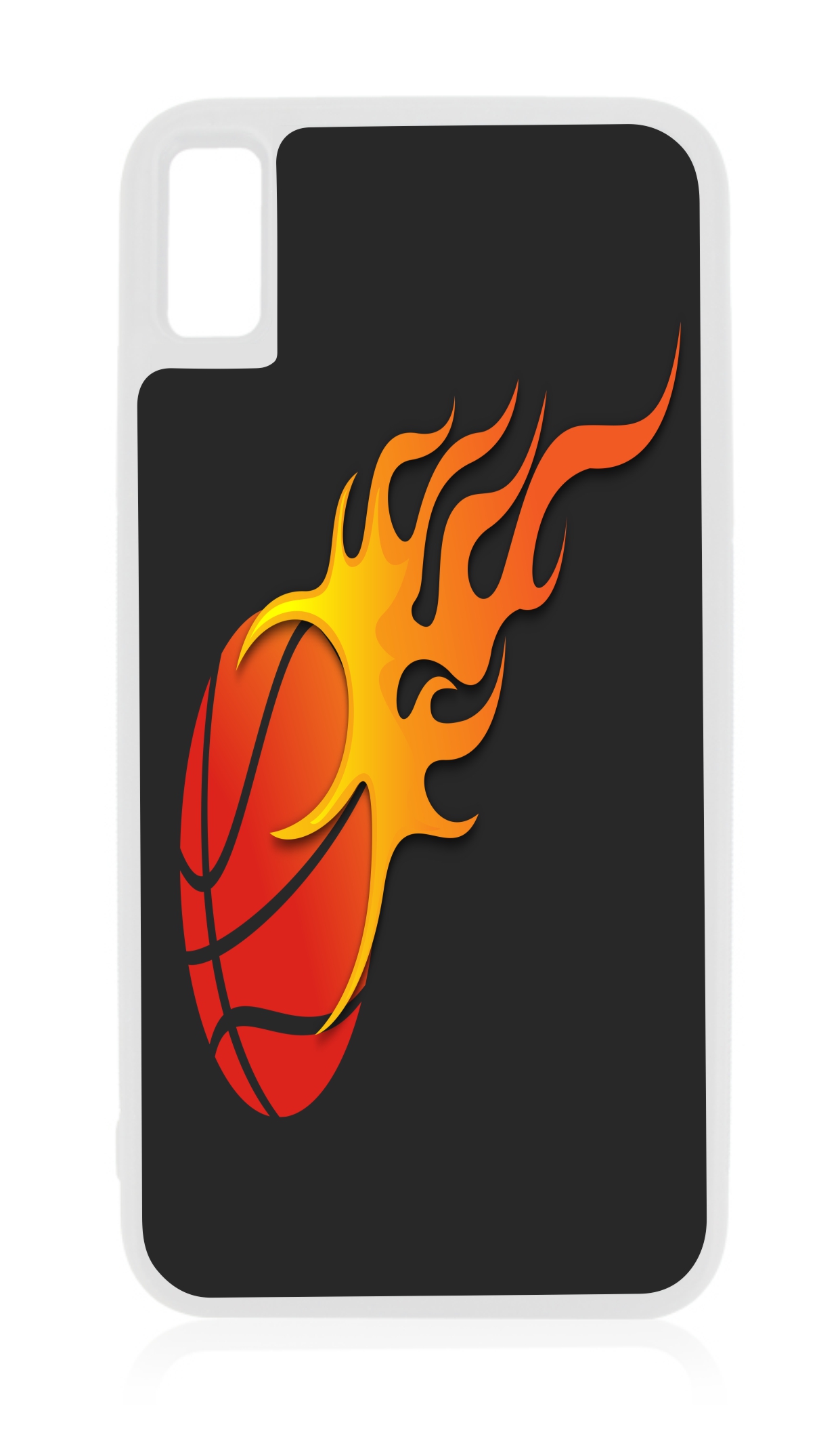 Flaming Basketball iPhone 10 XR Basketball Case White Rubber Case for