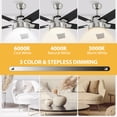 thumbnail image 2 of DWVO 52in Modern Ceiling Fan with Light, Quiet Reversible Motor, Dimmable LED 3-Color, 6-Speed 5 Blades Memory Function for Bedroom Living Room Patio Indoor Outdoor,black, 2 of 8