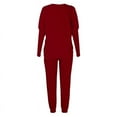 thumbnail image 6 of Amidoa Sleepwear for Women Plus Size Crewneck Long Sleeve Shirts and Pajama Pants 2 Pcs Pjs Set Casual Outfits, 6 of 6