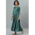 thumbnail image 4 of Janasya Indian Keyhole Neck 3/4 Sleeve Solid Grey Poly Silk Kurta With Dupatta For Women, 4 of 8