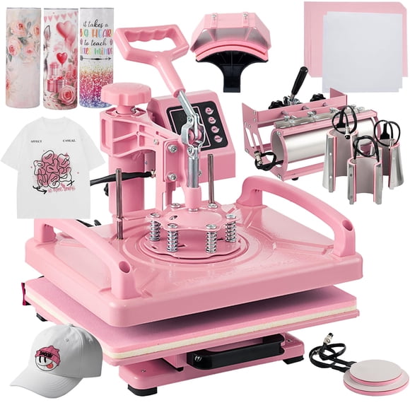 Máquina de prensado en caliente Leomru 8 en 1, 30 oz, prensa para vasos, color rosa