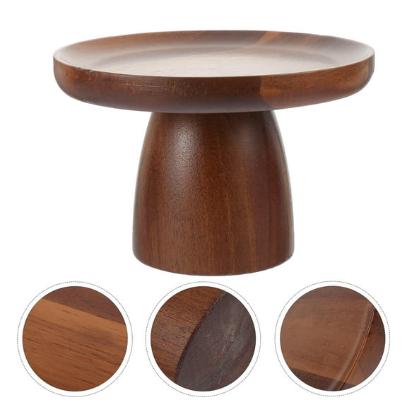 LEORX Round Cake Stands for Home Use Acacia Wood 1Pack