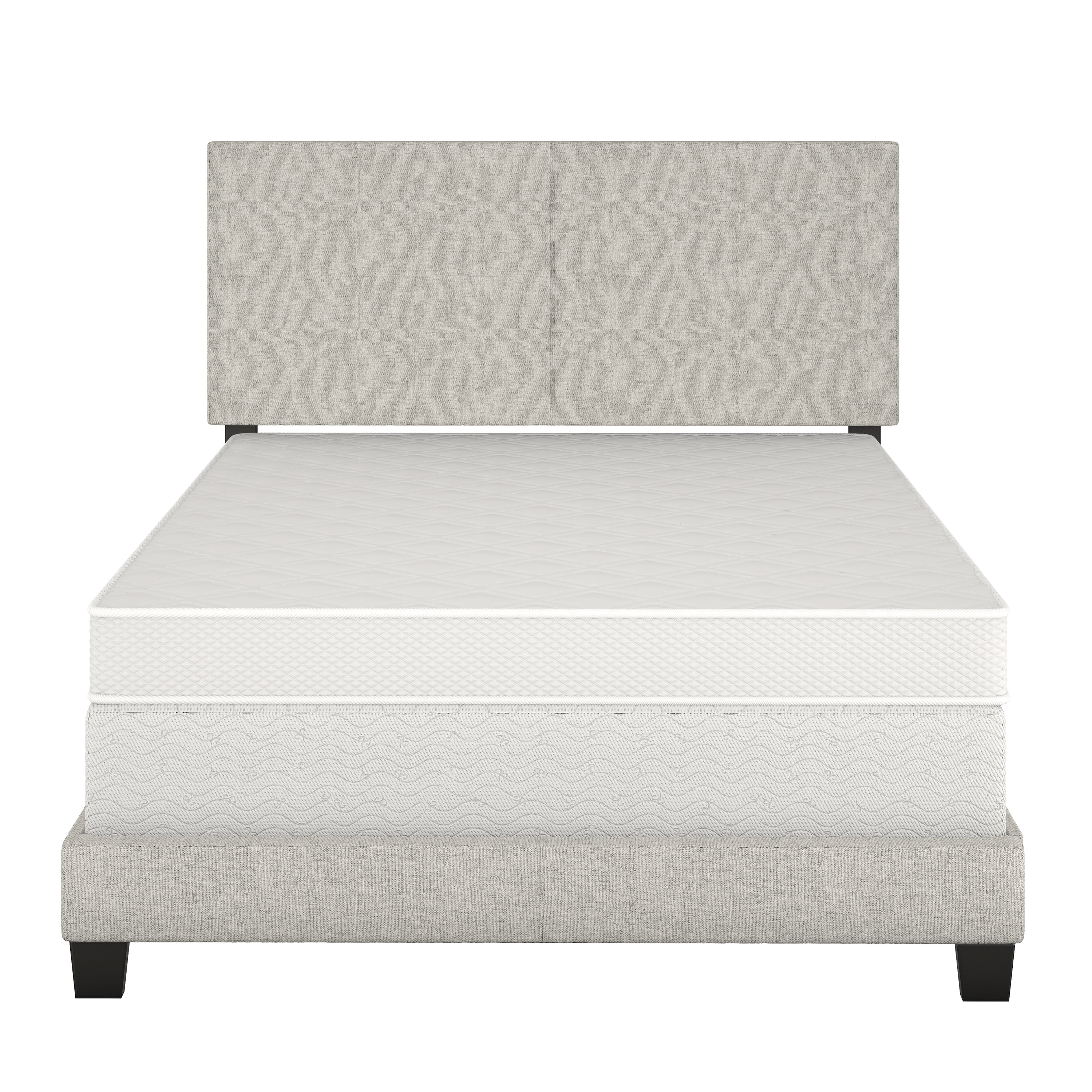 Boyd Sleep Milan Off White Linen Full Size Fully Upholstered Platform Bed Frame with Headboard, Qualified Box Spring or Foundation Required for Use