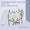 thumbnail image 3 of Yayeee Toggle Light Switch Wall Plate 3-Gang 6.37"x4.48" Decorative Outlet Cover, White Chubby Cat, 3 of 7