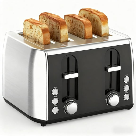 KNDKO 4-Slice Toaster with 6 Shade Settings and Removable Crumb Tray, Silver