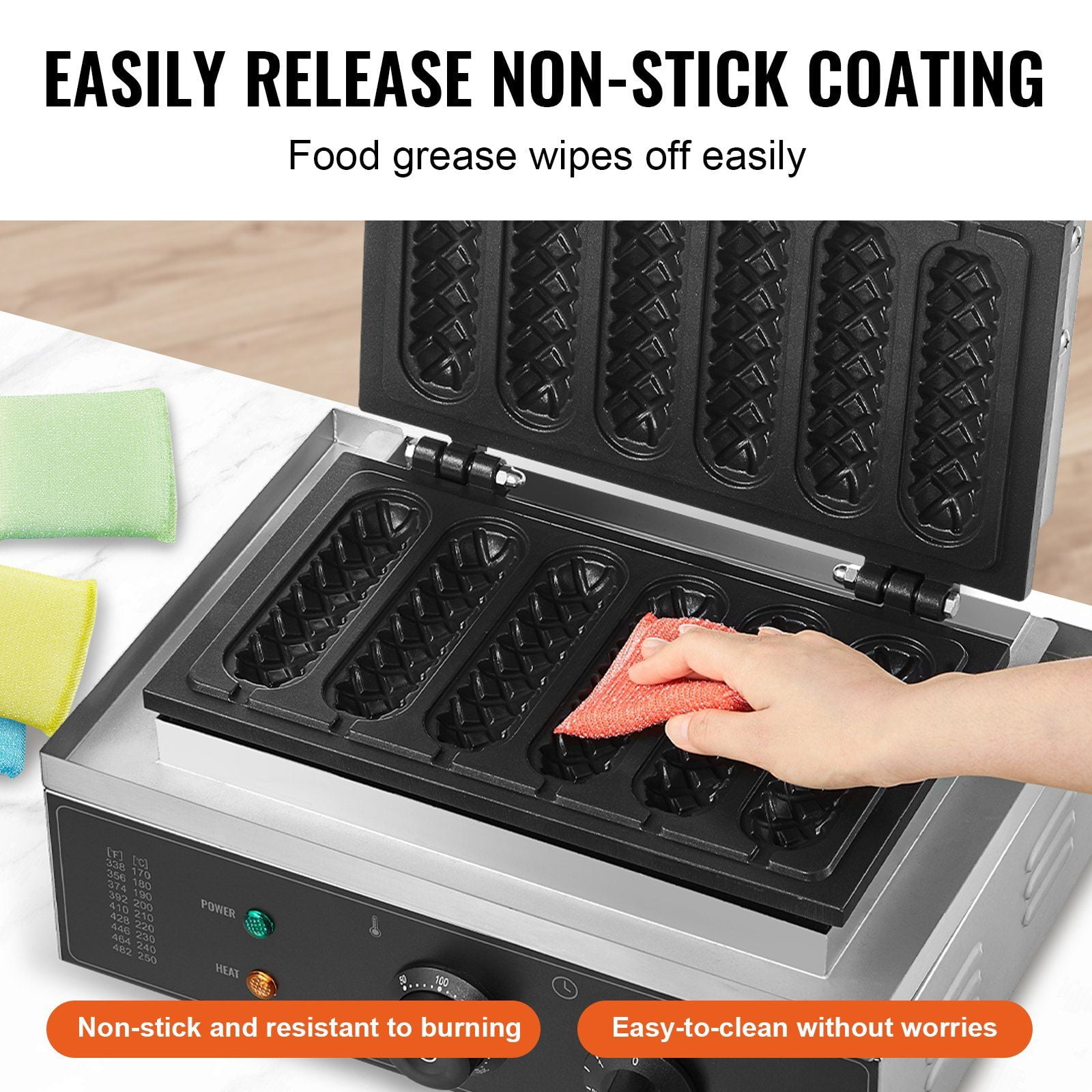 6-Piece Commercial Waffle Stick Maker, 1500W Waffle Baker Machine & Corn Dog Iron, Non-Stick Plates, Time & Temp Control, for Home & Business Use