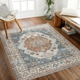 thumbnail image 3 of Lillian Ice Blue/Brown 5' x 8' Machine Washable Area Rug, 3 of 3