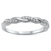 CHOOSE YOUR COLOR Infinity Braid Clear CZ Promise Ring .925 Sterling Silver Band White Female Size 8