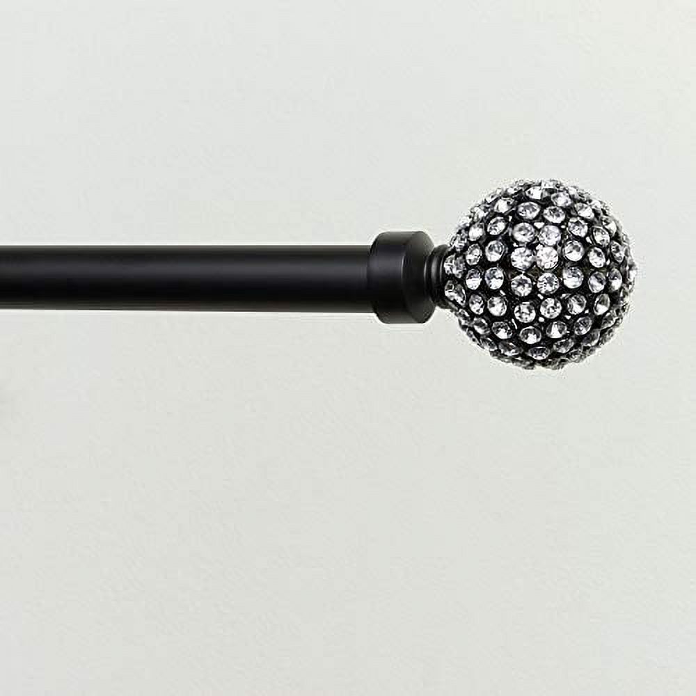 Exclusive Home Anastasia 1" Curtain Rod and Finial Set, Black, Adjustable 36"-72"
