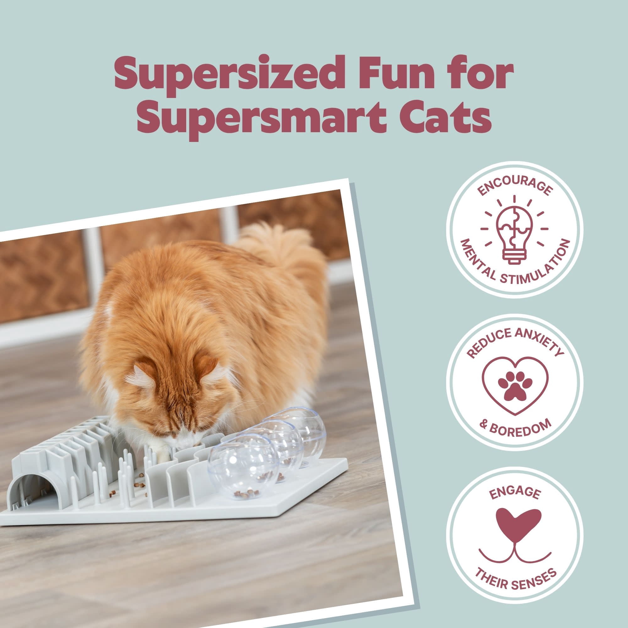 TRIXIE Fun Board XXL Strategy Game for Cats, Treat Puzzle Toy, Interactive Play, White
