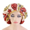 thumbnail image 3 of Bonnet Cap Floral Print African Style Satin Polyester Comfortable Hair Care Hat for Daily Wear, 3 of 11
