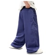 thumbnail image 4 of CONROSES Girls Baggy Cargo Pants Wide Leg Hiking Pants for Girls Trendy Solid Elastic Waist Drawstring Outdoor Jogger Pants With Pockets, 4 of 6