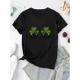 thumbnail image 2 of Camiseta Básica para Mujer Verano TranspirableCreative Three-Leaf Clover Skull Pattern Printed Women'S Fashionable Round-Neck Short-Sleeve T-Shirt, Simple Casual Sports Tee, Comfortable Summer Top f, 2 of 7