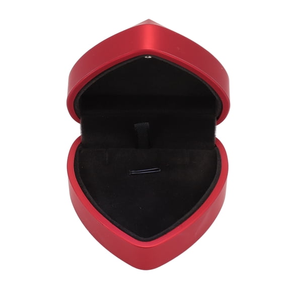 Heart Shaped LED Light Pendant Necklace Box Premium Soft Velvet Lining Jewelry Display Case Gift Organizer for Valentine Day Anniversary Wedding Engagement, Red (7x7x5 Inches / 17.78x17.78x12.7 cm)