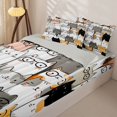thumbnail image 3 of Manfei Cute Kitten Zipper Full Size Comforter Sets with Fitted Sheet and 2 Pillowcases, Cartoon Graffiti Cat Zipper Bedding Set, White Gray, Gray Reversible, 4 Pieces, 3 of 7