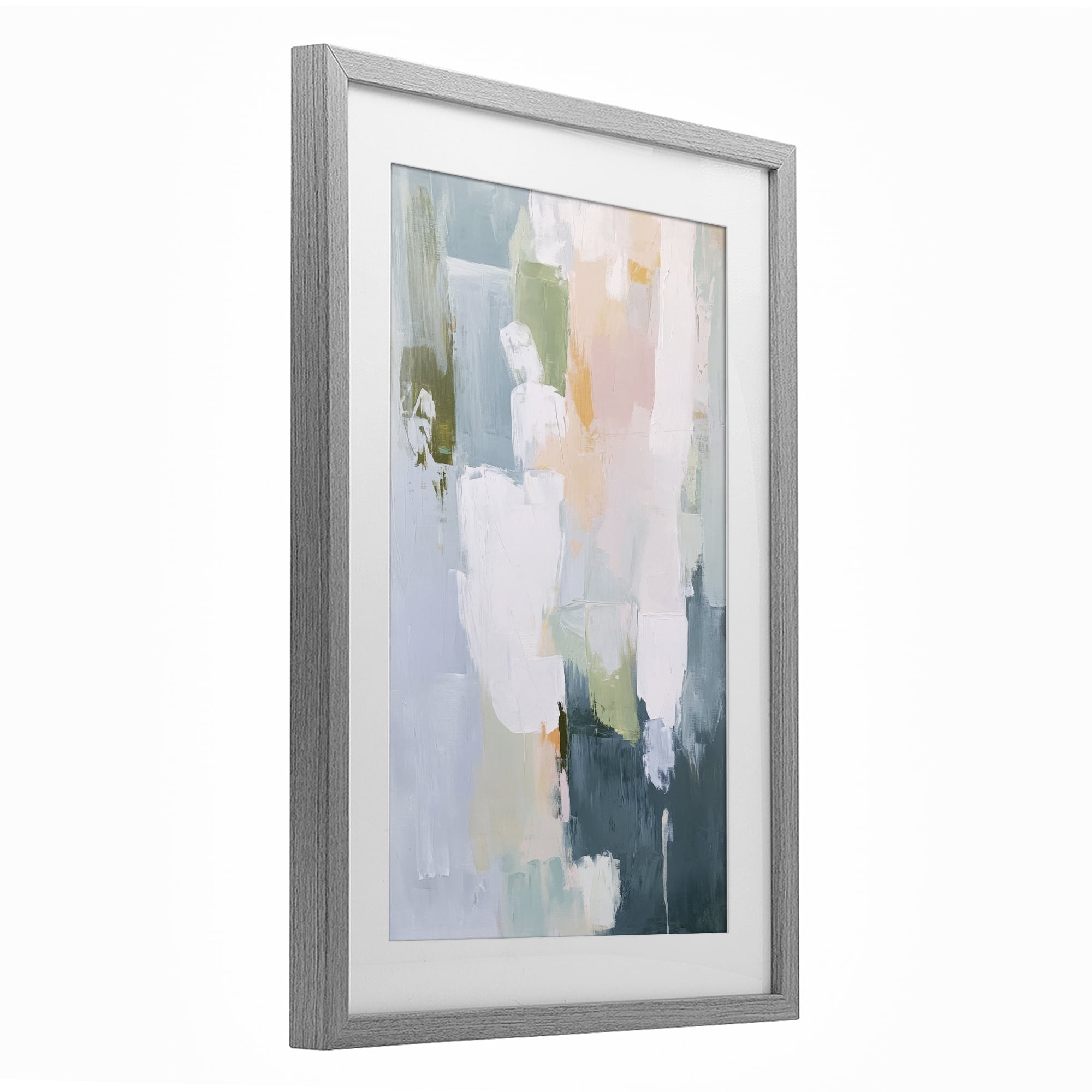 Stupell Industries Abstract Pastel Brushstroke Composition Gray Framed Print Under Glass, design by Petal Prints Design
